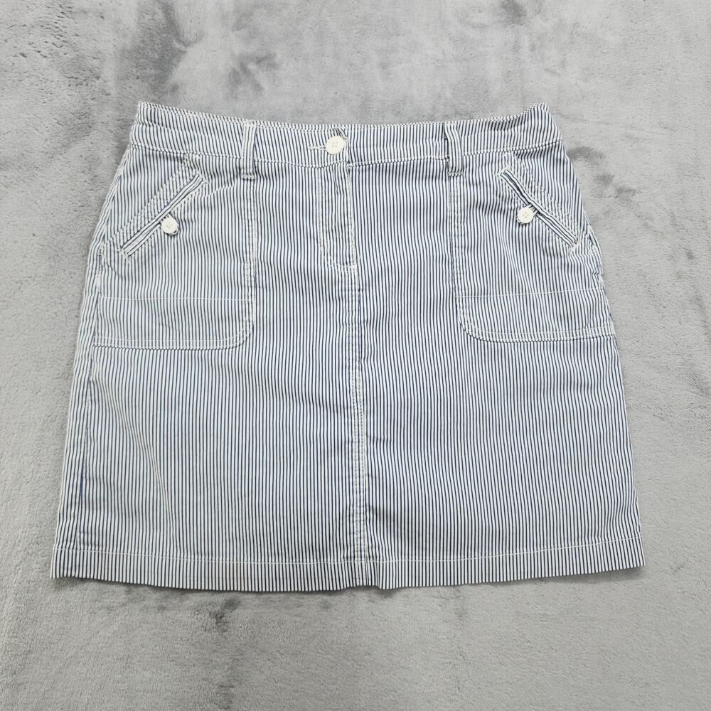 Karen Scott Skort Womens 6 Blue White Striped Skirt Shorts Preppy Sporty Casual